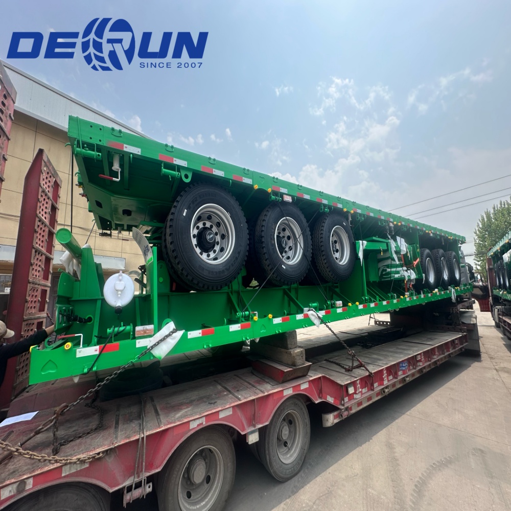 Derun 4 ຫນ່ວຍສິນຄ້າ tri-axle cargo drops semi sema sema ໄດ້ຖືກສົ່ງໄປທີ່ Algeria